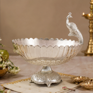 Silver Peacock Fruit Bowl